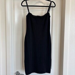 ✨ ST. JOHN EVENING ✨ Classic Black Knit Dress with Lace Bust Detail